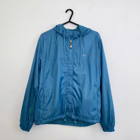 Vintage Nike Lightweight Windbreaker Jacket Womens Size M Blue Full-Zip Retro.
