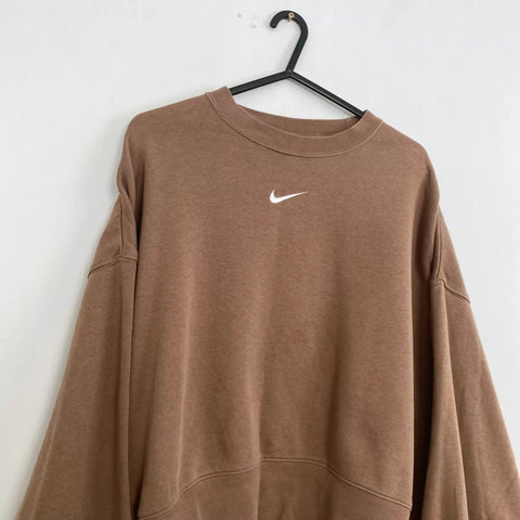 Nike Sportswear Sweatshirt Womens Size S Oversized Brown Center Swoosh.