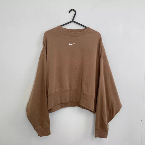 Nike Sportswear Sweatshirt Womens Size S Oversized Brown Center Swoosh.