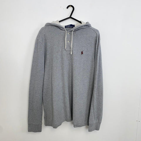 Vintage Polo Ralph Lauren Rugby Hoodie Top Mens Size L Grey Pullover Logo. - Stock Union