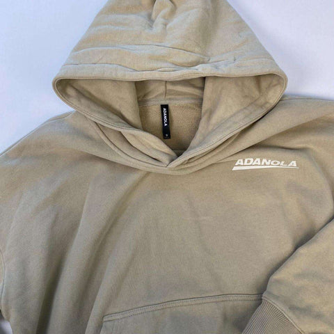 Ada Adanola Logo Hoodie Womens Size S Oversized Deset Khaki Back Print Pullover. - Stock Union