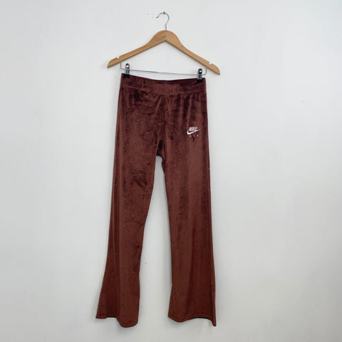 Nike Air Velour Mid-Rise Flare Pants Leggings Womens Size M Brown All Over Soft