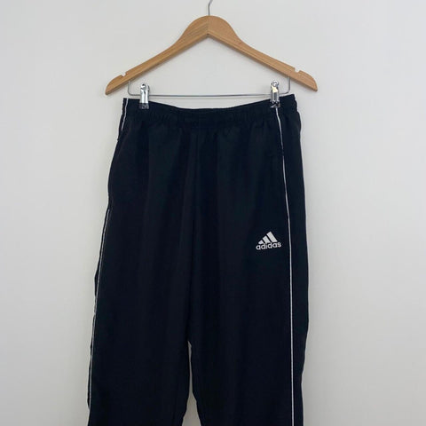 Adidas Track Woven Trousers Tracksuit Pants Mens Size L Black Straight Logo Retro Style.