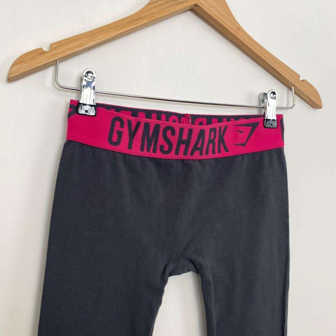 Gymshark Leggings Womens Size XS Grey Pink Tape Logo Sports Athleisure Gym.