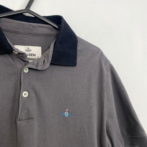 Vivienne Westwood Orb Polo Shirt Mens Size M Grey Short-Sleeve Top Designer.