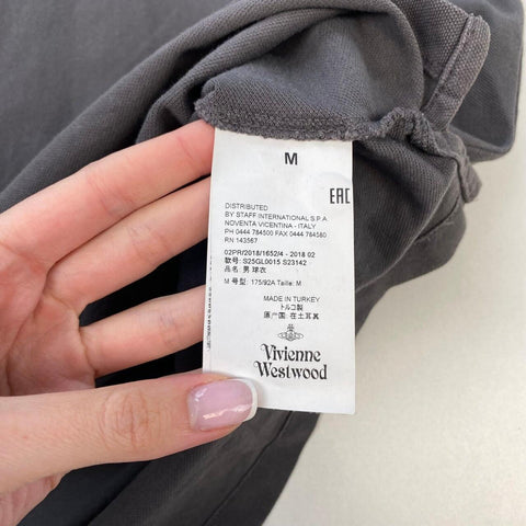 Vivienne Westwood Orb Polo Shirt Mens Size M Grey Short-Sleeve Top Designer.