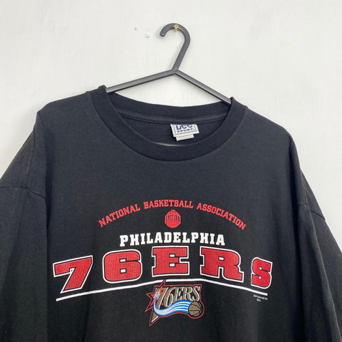 Vintage Lee NBA Basketball Philadelphia 76ers T-Shirt XL Black Graphic Tee 2001.