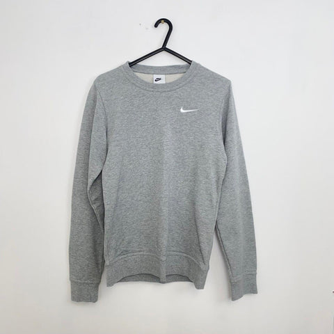 Nike Crew Basic Sweatshirt Mens Size XS Heather Grey Embroidered Swoosh Pullover