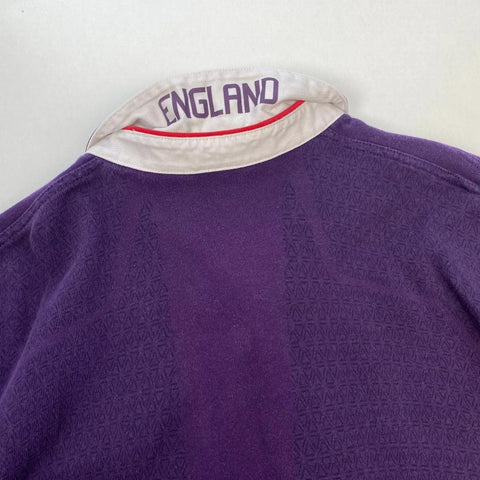 Vintage Nike Rugby Long-Sleeve Polo Top 2009-10 England Away Mens Size XL Purple