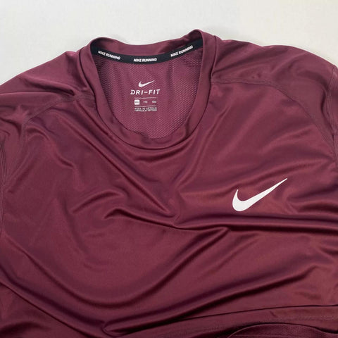 Nike Dri-FIT Miler Running Top T-Shirt Mens Size XXL Slim Burgundy AT3951-681