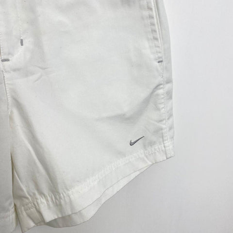 Vintage Nike Woven Shorts Womens Size S White Embroidered Swoosh Summer Retro.