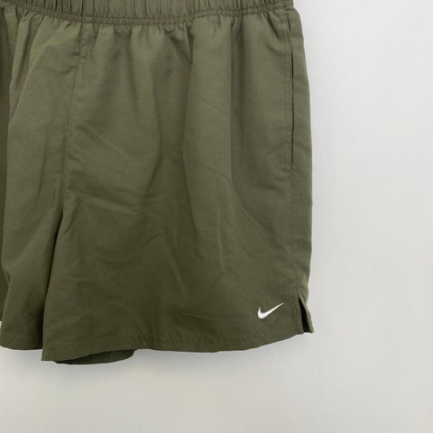 Nike Athletic Woven Shorts Womens Size XL Khaki Green Swoosh Logo Pockets.