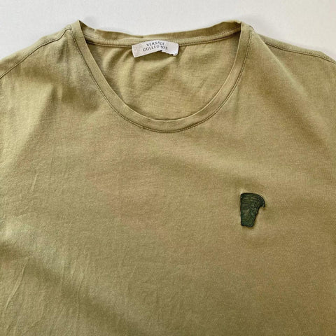 Versace Collection Authentic Half Medusa Logo T-Shirt Womens Size M Olive Green