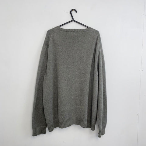 Polo Ralph Lauren Knitted Jumper Mens Size XXL / 2XL Grey Crewneck Sweater Logo.