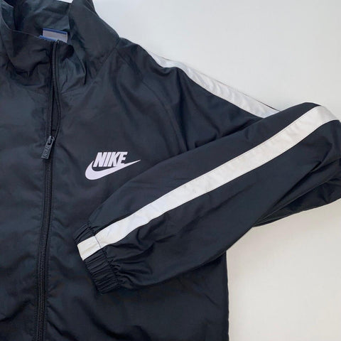 Nike Track Jacket Windbreaker Mens Size S Black White Lightweight Sports Logo.