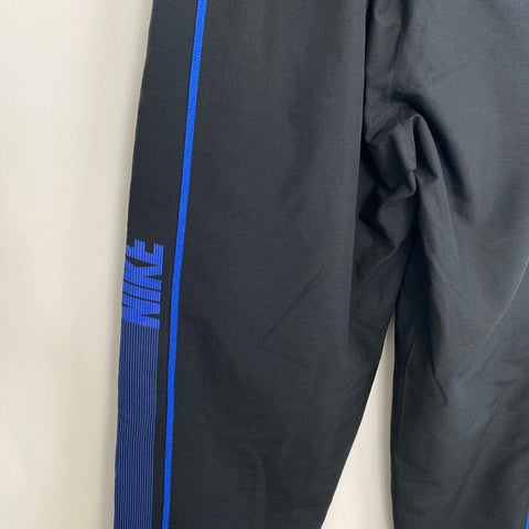 Nike Woven Track Trousers Tracksuit Mens Size M Black Blue Pants Retro-Style.