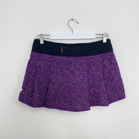 Lululemon Pace Rival Skirt II Skort Womens Size 8 Reg Violet Black Multi Sports.