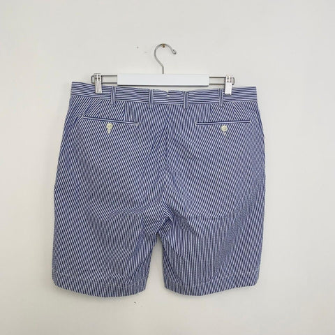 Vintage Polo Ralph Lauren Suffield Seersucker Shorts Mens Size 36 Blue Striped Preppy.