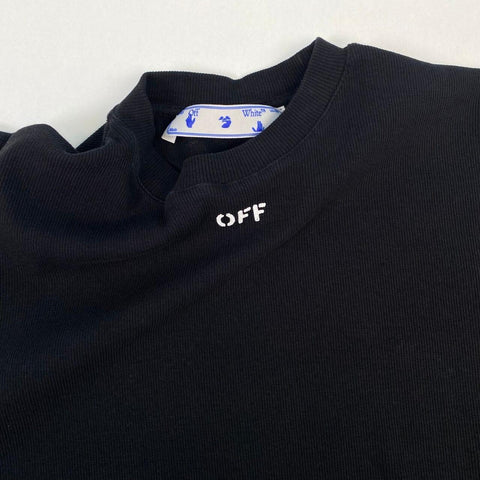 Authentic Off-White Crop Logo Stamp T-Shirt Womens Size XS Black Top Tee [CLG]