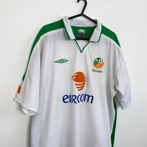 Vintage Umbro Ireland 2003 2004 Euro Away Football Shirt Mens Size XXL White.