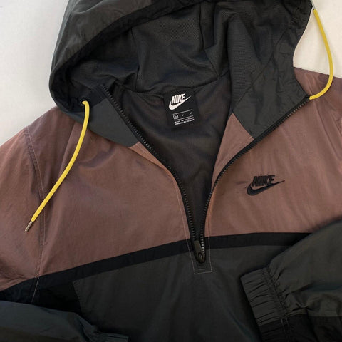 Nike Sportswear Half Zip Windrunner Jacket Mens Size S Brown Grey Black Pullover