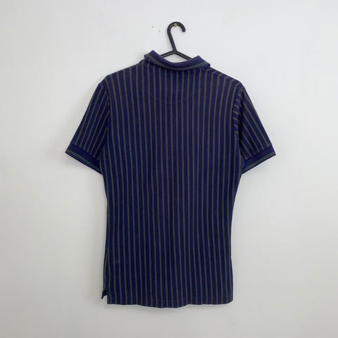 Vivienne Westwood Orb Logo Polo Shirt Mens Size M Slim Navy Striped Short-Sleeve