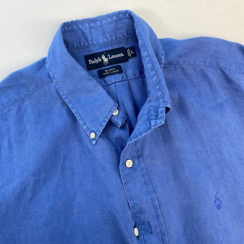 Ralph Lauren Blake Linen Button-Up Shirt Mens Size L [Fit as XL] Relaxed Blue.