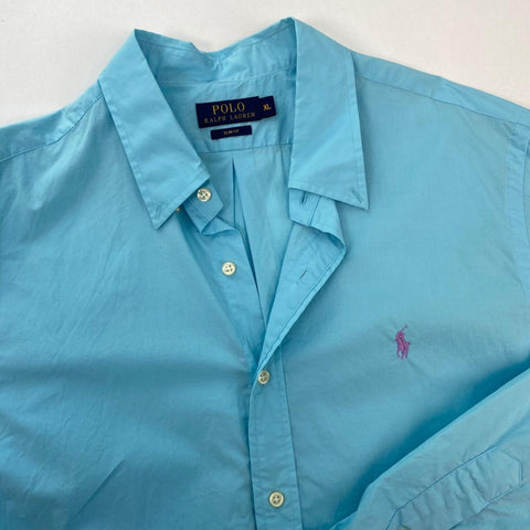 Polo Ralph Lauren Button-Up Shirt Mens Size XL Blue Turquoise Long-Sleeve Summer