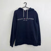Tommy Hilfiger Embroidered Logo Spellout Hoodie Mens Size M Pullover.