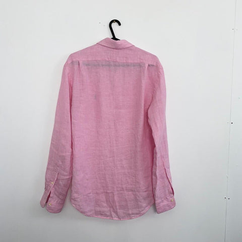 Polo Ralph Lauren Linen Shirt Long-Sleeve Mens Size S Pink Slim Fit Button-Up.