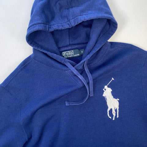 Vintage Polo Ralph Lauren Hoodie Pullover Mens Size S Navy Blue Big Pony. - Stock Union