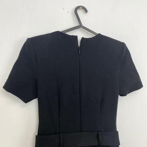 Karen Millen Ponte Belted Button Through Jersey Mini Dress Womens Size XS Black.