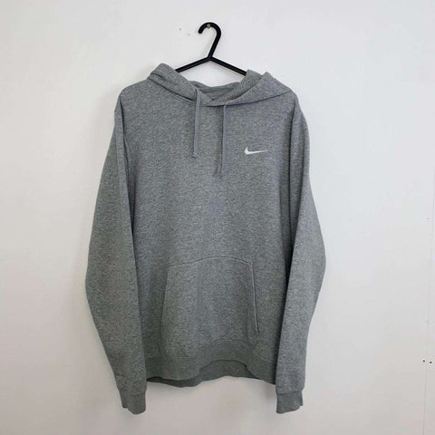 Nike Basic Hoodie Pullover Mens Size S Grey Embroidered Swoosh Logo Retro Style.
