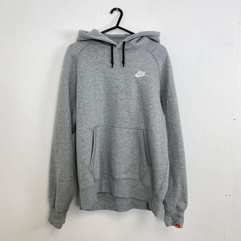 Nike Basic Hoodie Pullover Mens Size M Grey Embroidered Swoosh Logo Retro Style.