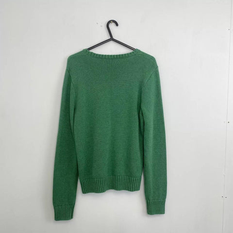 Polo Ralph Lauren Knitted Jumper Womens Size M Green Crewneck Sweater Logo.