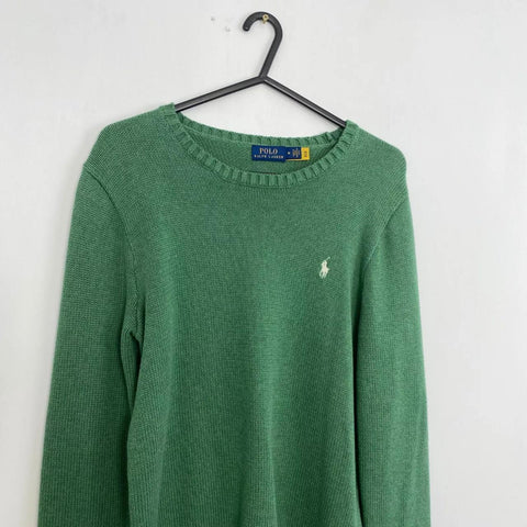 Polo Ralph Lauren Knitted Jumper Womens Size M Green Crewneck Sweater Logo.