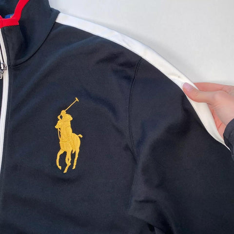 Polo Ralph Lauren Track Zip-Up Top Tracksuit Jacket Mens XL Black Crest Big Pony
