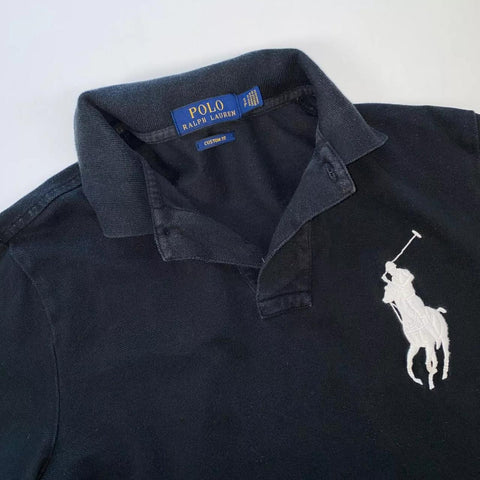 Polo Ralph Lauren Rugby Long-Sleeve Polo Shirt Mens Size S Black Big Pony Top.