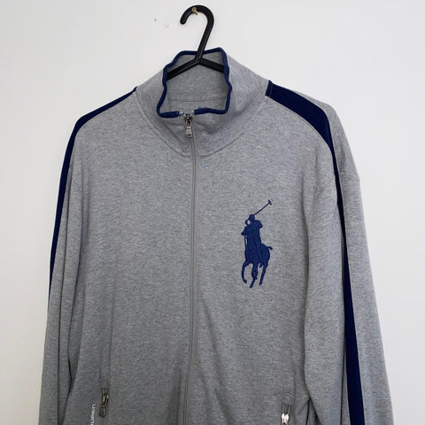Polo Ralph Lauren Full-Zip Sweatshirt Mens Size S Grey/Navy Big Pony Zip Through - Stock Union