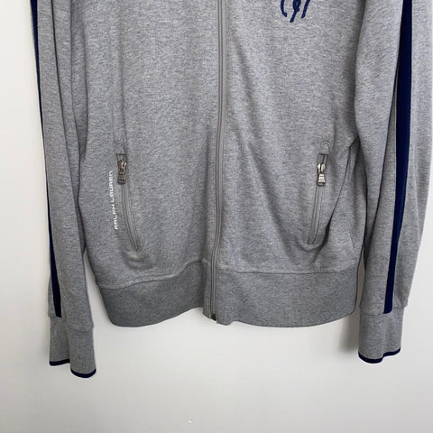 Polo Ralph Lauren Full-Zip Sweatshirt Mens Size S Grey/Navy Big Pony Zip Through - Stock Union