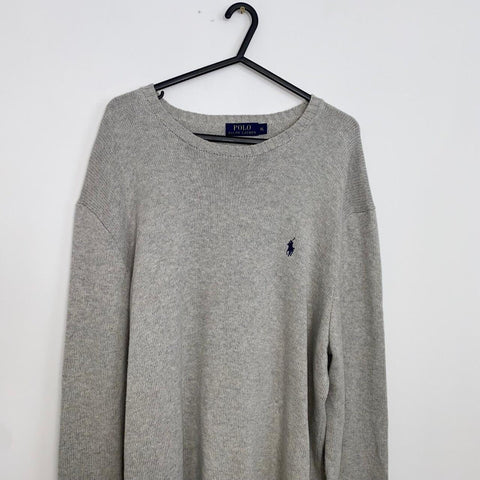 Polo Ralph Lauren Knitted Jumper Mens Size XL Grey Crewneck Knit Logo Sweater.| - Stock Union