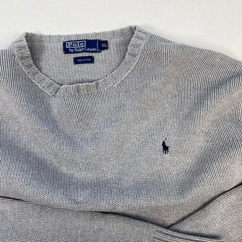 Vintage Polo Ralph Lauren Heavy Knit Jumper Womens Size XL Grey Crew Sweater . - Stock Union