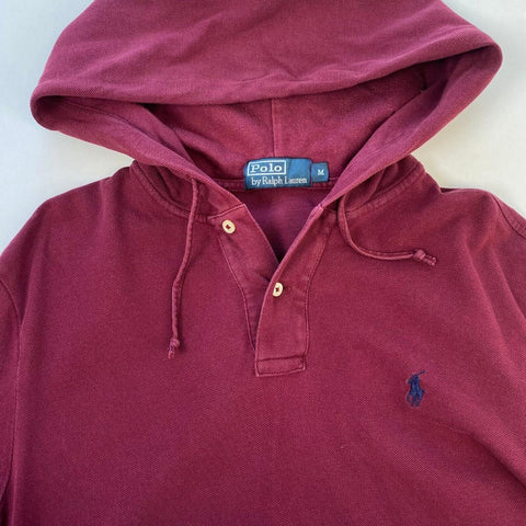 Vintage Polo Ralph Lauren Rugby Hoodie Mens Size M Burgundy Top Long-Sleeve. - Stock Union