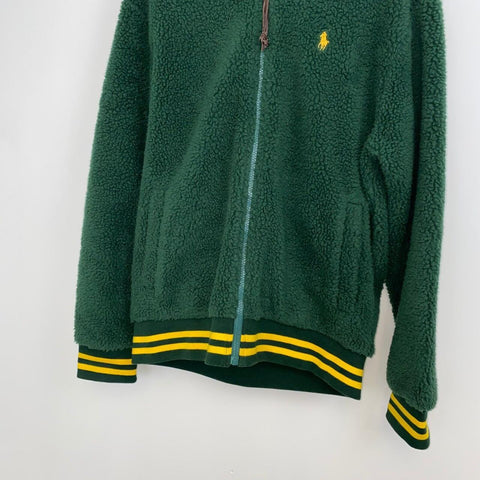 Polo Ralph Lauren Fleece Sherpa Pile Jacket Mens Size S Green Outdoor Logo. - Stock Union