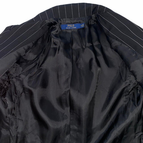 Polo Ralph Lauren Wool Blazer Jacket Pinstripe Womens Size 0 [Fit as S] Black. - Stock Union