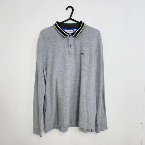 Lacoste Long-Sleeve Polo Shirt Rugby FR7 / XXL Grey Pullover Top Logo. - Stock Union