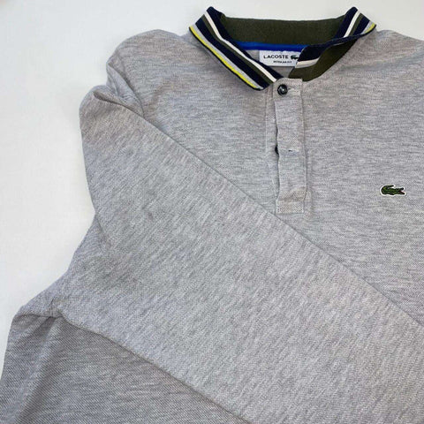 Lacoste Long-Sleeve Polo Shirt Rugby FR7 / XXL Grey Pullover Top Logo. - Stock Union