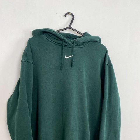 Nike Essential Center Swoosh Oversized Hoodie Womens Size XS Green Pullover Logo - Stock Union