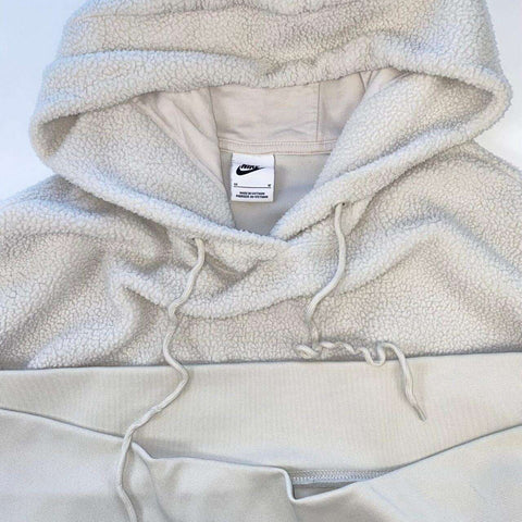 Nike Plush Sherpa Fleece Hoodie Light Bone-Neutral Size 1X/XXL Center Logo Wmns. - Stock Union