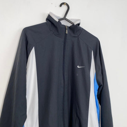 Vintage Nike Tracksuit Jacket Full-Zip Track Womens Size M Grey White Swoosh.